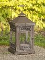 Gartenlaterne, Windlicht, Laterne aus Holz, Aurelia, mittelgross, antik-braun, Hoehe 46cm