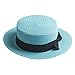 Elee Children Girls Straw Bowler Derby Hat Round Flat Brim Boater Cap