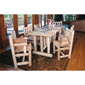Rustic Natural Cedar 1121C Harvest Family Table Set by Bar Stools