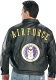U.S. Airforce Bomber Leather Jacket - Color : black - Size : Large