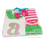 Mud Pie Baby Girl Pink Initial Tunic Leggings and Hair Bow Set