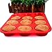 Wootop Slicone Muffin Pan, 12 Cup 100% Food Grade Silicone Baking Molds (12x9.5'', Red)
