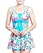 Wantdo Women's High Waist Swimsuit Dress Swimwear Beach Suit Soft Cup Plus Size, US 8-10/Tag 5XL , Acid Blue