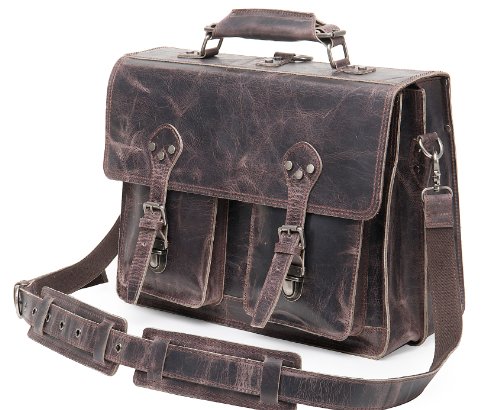 Vicenzo Rembrandt Full Grain Leather Briefcase Messenger Backpack Bag