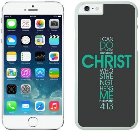 Elegant Iphone 6 Plus Case 5.5 Inches, Nice White Hard Phone Cover Case for Apple Iphone 6 Plus Bible Philippians Jesus Christ Christian Cross Cases Cover Green