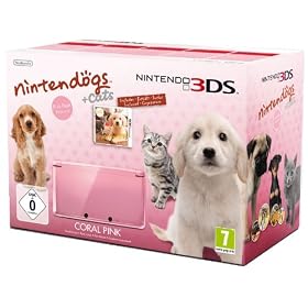 Console Nintendo 3DS Rose corail avec Nintendogs + cats Golden Retriever & ses nouveaux amis - �dition limit�e