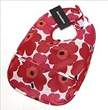 marimekko マリメッコ MINI-UNIKKO Bib ウニッコ柄 オイルクロス ベビー用スタイ ポケット付 よだれかけ ホワイト×レッド 064770 001 white/red[並行輸入品]