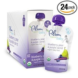 Plum Organics Baby Food, Blueberry, Pear & Purple Carrot, 4.22-Ounce Pouches (Pack of 24)