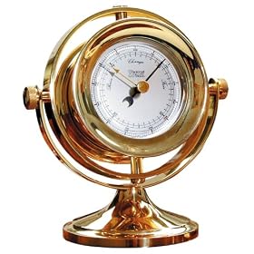 Weems and Plath Clipper Gimballed Quartz Clock and Barometer by