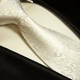 Mens tie white 100% silk groom wedding tie by Paul Malone Necktie