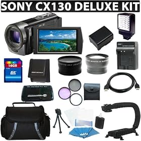 Sony HDRCX130 HDR-CX130 Handycam Camcorder (Black) + 16GB Advanced Accessory Kit