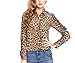 Promithi Womens Long Sleeve Lip Printing Lapel Chiffon Shirt Bottom Shirt