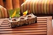 Tri Flame Ceramic Firepot - Brown & Gold Drip Glaze Tri Flame Ceramic Firepot - Brown & Gold Drip Glaze