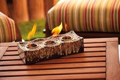 Tri Flame Ceramic Firepot - Brown & Gold Drip Glaze