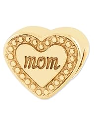 Sterling Silver Gold plated Reflections Mom Heart Bead