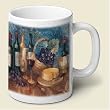 Coffee Mug ~ Wine and Cheese ~ large 14 oz capacity ~ one ceramic mug ~ code 252