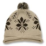 Snowflake Roll Up Beanie w/ Pom Pom- Stone