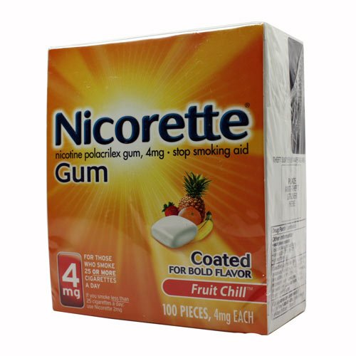 Nicorette Nicotine Polacrilex Gum, 4 mg, Fruit Chill, 100-Count