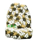Set of 2 Universal-fit Hawaiian Hibiscus Floral Print Front Bucket Seat Cover - Tan