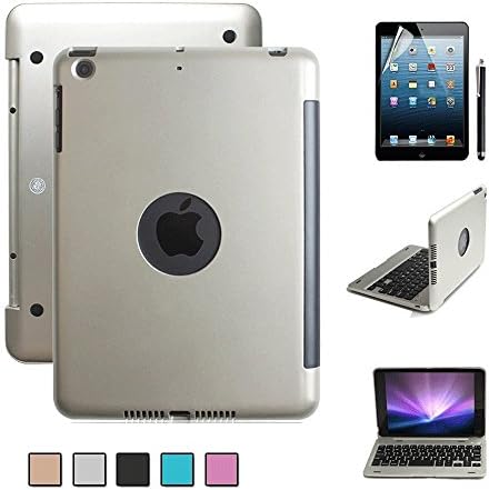 MM Power Colorful Sleek Ultra-Slim Clamshell Bluetooth Keyboard Case Cover Built-in Stand+Free Screen Protector&amp;Stylus for iPad Mini 4 (Sliver)