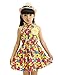 YJ.GWL Girls Casual Dress Vest Halter Dress Flower Printed Dress with Flower Pin