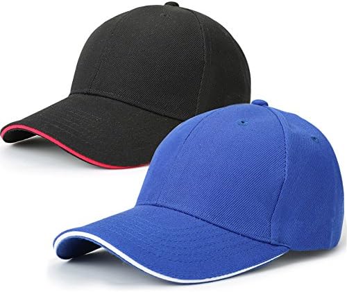 Pack of 2, Unisex Solid Color Men Women Sporty Cotton Cap Adjustable Plain Hat