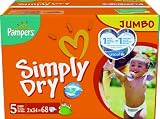 Pampers - 81268029 - Simply Dry Couches - Taille 5 Junior - Jumbopack - Lot de 2 X 68 Couches