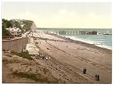 Beach and pier, Penarth, Wales wall sized print (photochrom) photochrome , 14x18