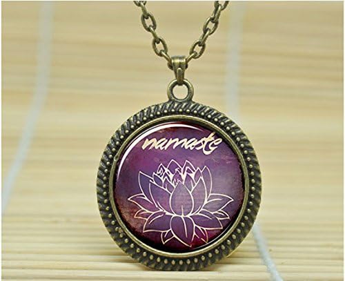 Fashion Jewelry Namaste Necklace Om Yoga Jewelry Lotus Zen Pendant Glass Cabochon Necklace A0478
