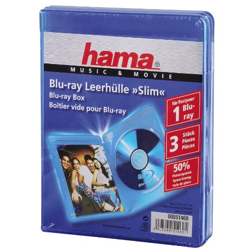 Hama Blu-ray Disc Slim-Leerh&uuml;lle, 3er-Pack, Blau Preisvergleich