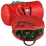 Elf Stor Deluxe Red Christmas Tree Storage Bag & Canvas 30" Inch Wreath Bag