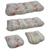 Reversible 3-Piece Wicker Furniture Cushion Set - Blue Rose Floral And Stripe by Southern Home Accents