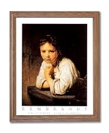 Rembrandt Victorian Girl Desk Portrait Home Decor Wall Picture Oak Framed Art Print