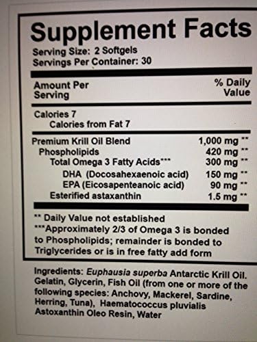 JT Naturals Premium Krill Oil with 1.5MG Astaxanthin 500mg 60ct