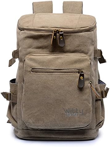 Multi-Function Canvas Backpack Vintage Rucksack Fits 15" Laptop Perfect for School Travel Hiking or as Casual Daypack (Brown)