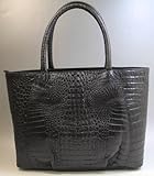 クロコダイルバッグ　カイマンバッグ　ハンドバッグ ワニ本革　ブラック