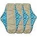 LBB(TM) Rusable Micro-fiber Mama Cloth Menstrual Pads,3pcs pack,Blue Dot
