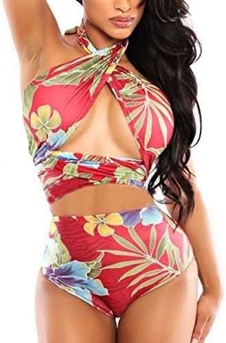 GeeWheat Women's Beach Swimwear Bandage Tankinis Backless High Waist Swimsuit