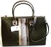Authentic Coach Nancy Stripe Satchel Tote Handbag 13994 Black/gray