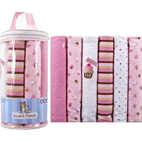 Luvable Friends 6-Pack Flannel Receiving Blankets, Pink