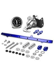 Automotive Parts and Accessories: Toyota Supra Top Feed Fuel Injector Rail Kit (Silver)+Fuel Pressure Regulator (Blue) - 2JZ-GTE JZA80 - Auto Dynasty