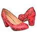 Charm Foot Fashion Floral Print Womens Chunky High Heel Pumps