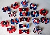 Pack of 30 Dog Hair Bows - Patriotic Memorial Day 4th of July Collection, 1.5 inches