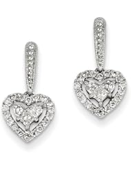 14K White Gold Diamond Heart Post Earrings