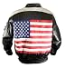 Men's American USA Flag Bomber Leather Jacket - Size : 3XL