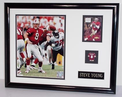 Steve Young Photo, Card & Pin Display, Custom Framed