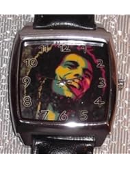 BOB MARLEY Face Black Leather Band WRIST WATCH