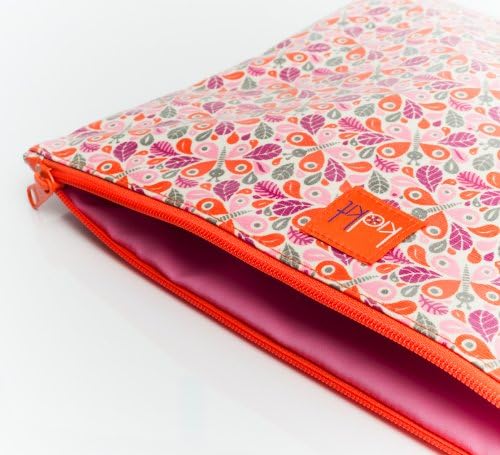 KidKit Travel Toiletries Large Zip Pouch-Butterfly, High Quality, Fully Lined, Water Resistant, 13" x 11" , Pink/Orange/Cranberry