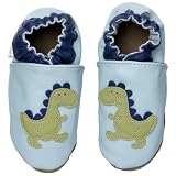Robeez Infant/Toddler Baby Dino Slip-On,Baby Blue,0-6 Months (US Infant 0-3 M)