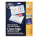 Avery Linen-Textured Two-Side Clean Edge Business Cards for Inkjet Printers, Matte, White, Pack of 200 (08873)